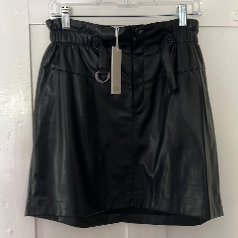 NWT Joie black vegan leather mini skirt